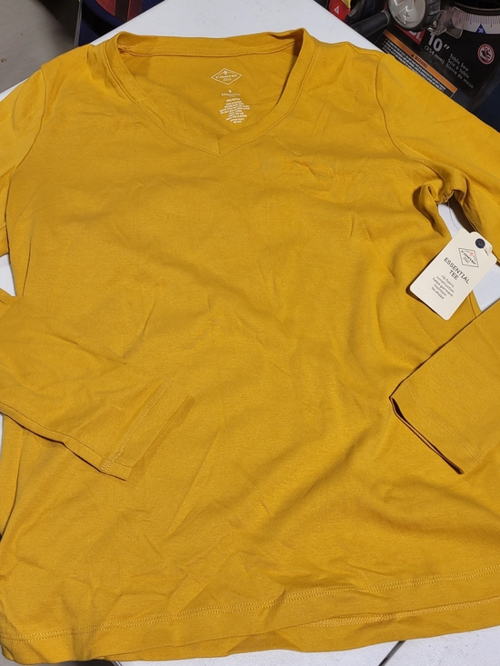 St. John's Bay Tops - St. John's Bay Mustard Yellow Essential Tee - V-Neck